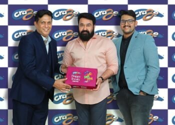 Craze Biscuits has appointed Mohanlal as their Brand Ambassador, Craze Chairman Abdul Azeez Chovanchery, Director Ali Ziyan, are seen alongside