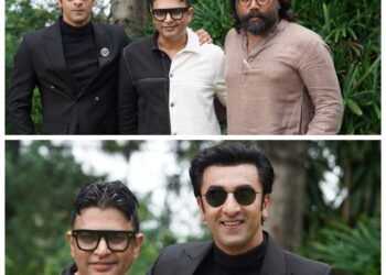 Actor Ranbir Kapoor along with Producer Bhushan Kumar and Director Sandeep Reddy Vanga
